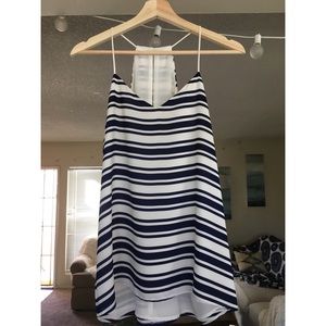 Blue and white striped Express tank